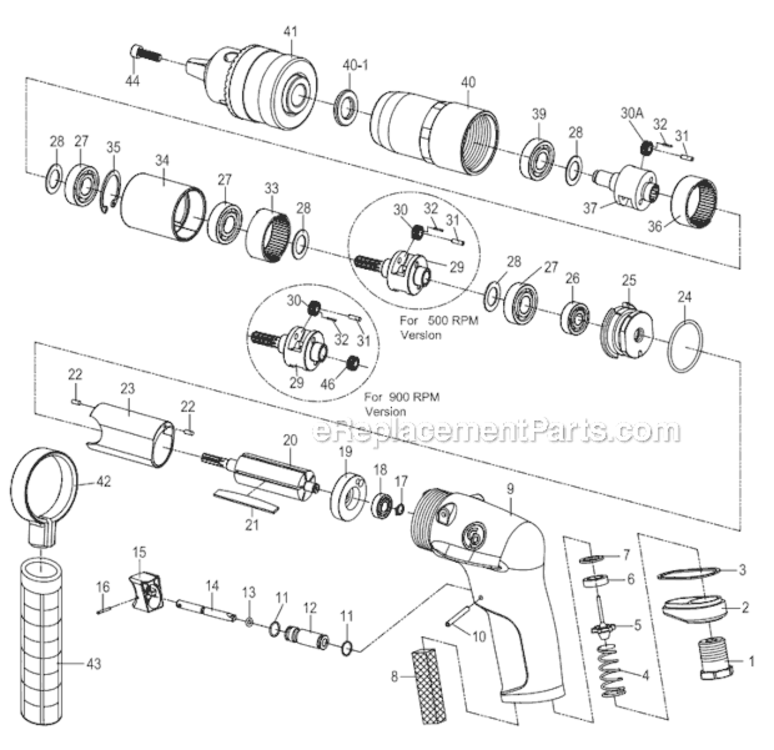 Page A Diagram and Parts List for CP1117P09 6151580150 Chicago Pneumatic Drill